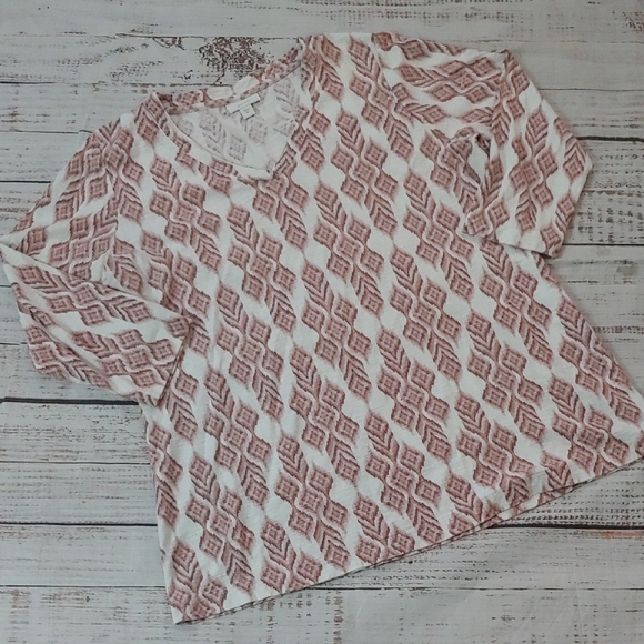 J. Jill Tops - J. Jill Pink and White Cotton Patterned Blouse